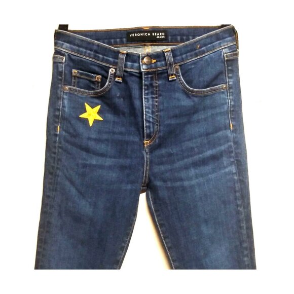 Veronica Beard Jeans Blue Kate Skinny 10” High Rise Stretch Grotto 28x28.5 EUC - Picture 3 of 10